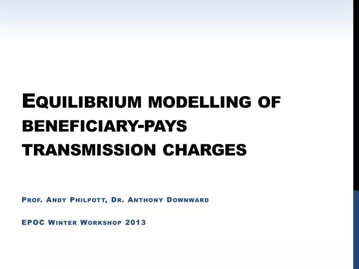 equilibrium modelling of beneficiary pays transmission charges