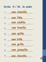 Dictée ill / ille 3e année - slide 1