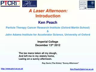 A Laser Afternoon: Introduction