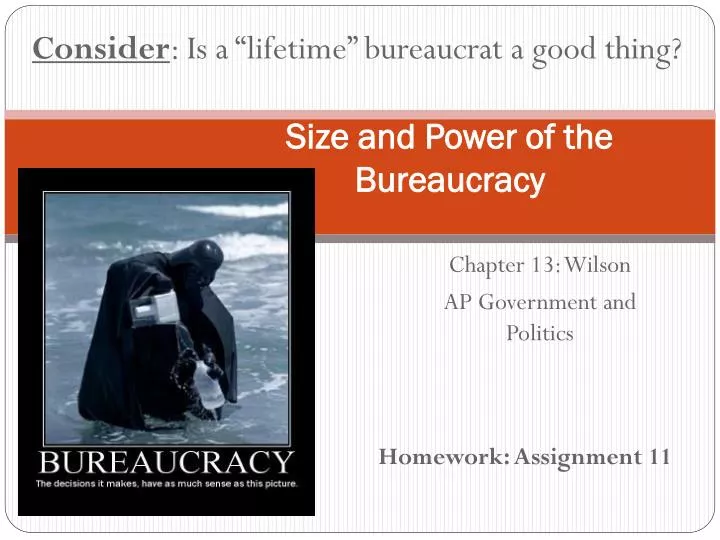 size and power of the bureaucracy