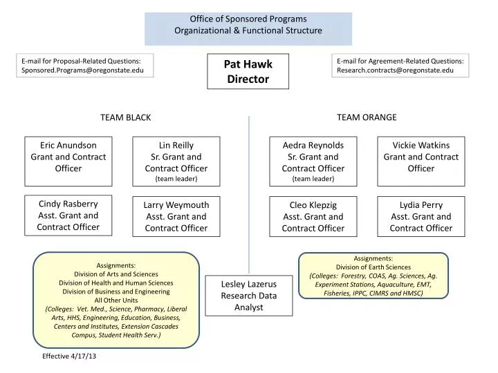 office of sponsored programs organizational functional structure