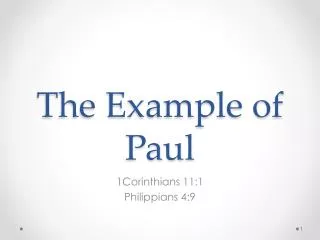 The Example of Paul