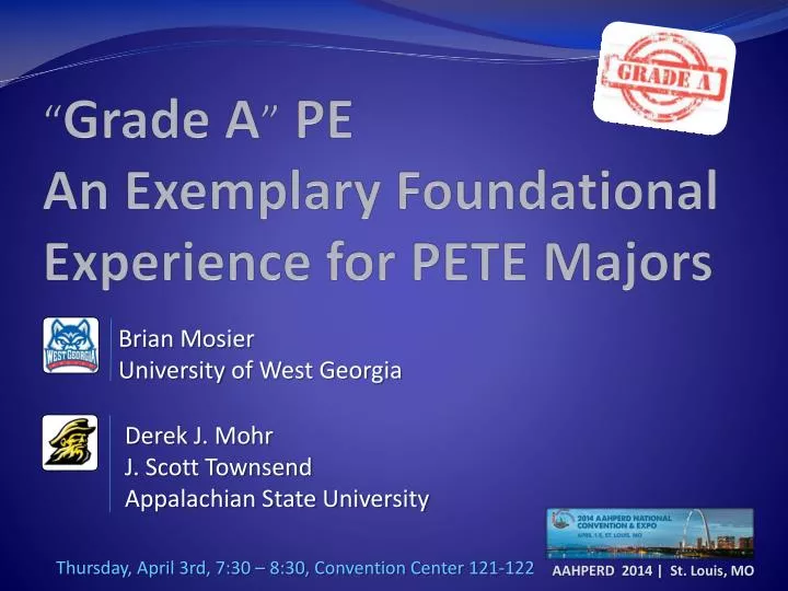 grade a pe an exemplary foundational experience for pete majors