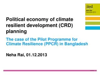 Political economy of climate resilient development (CRD) planning