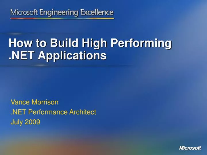 how to build h igh p erforming net applications