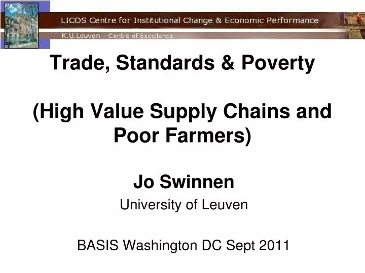 trade standards poverty high value supply chains and poor farmers