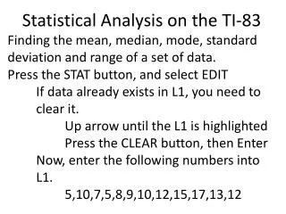 Statistical Analysis on the TI-83