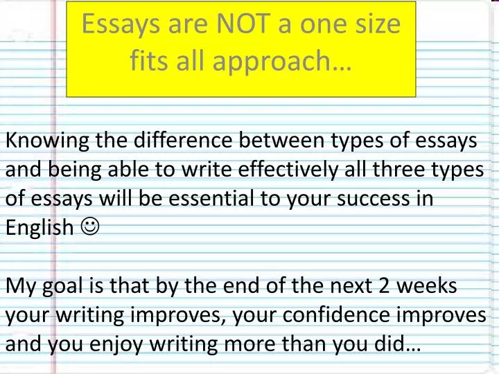 essays are not a one size fits all approach
