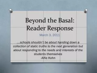 Beyond the Basal: Reader Response