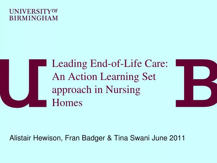 leading end of life care an action learning set approach in nursing homes