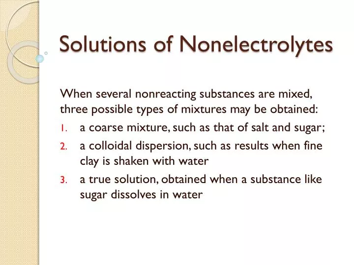 solutions of nonelectrolytes