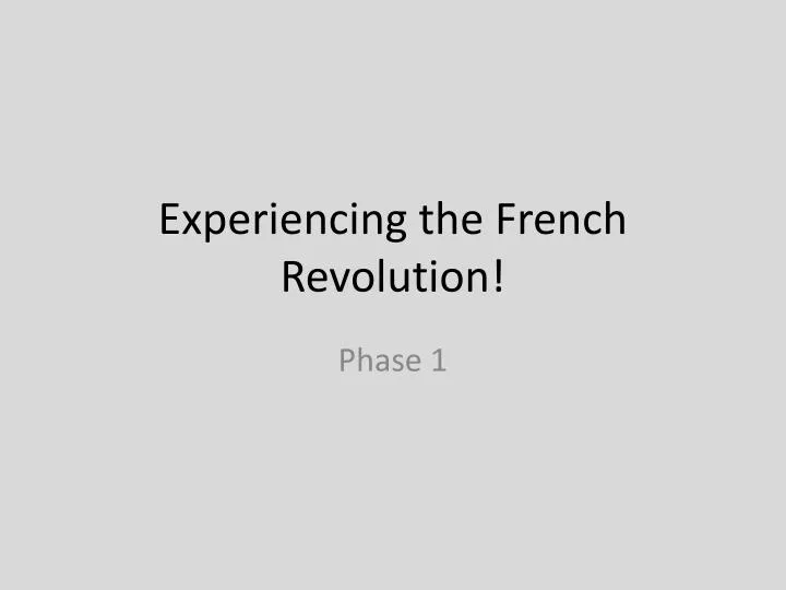 experiencing the french revolution