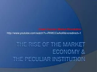 The Rise of the market Economy &amp; the Peculiar Institution
