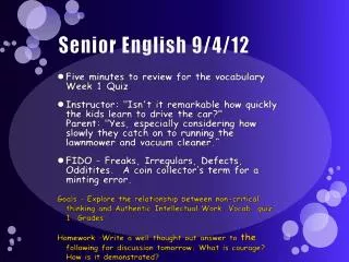 Senior English 9/4/12