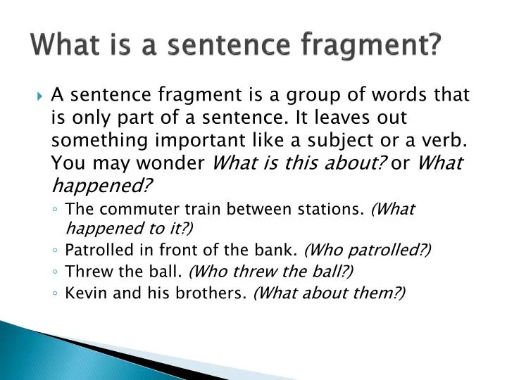 sentence fragment meaning and examples