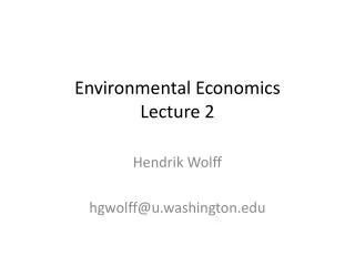 Environmental Economics Lecture 2