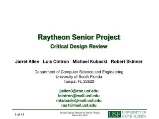 Raytheon Senior Project Critical Design Review