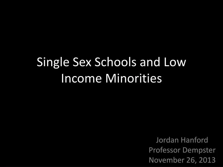 single sex schools and low income minorities