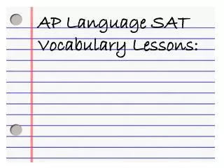 AP Language SAT Vocabulary Lessons: