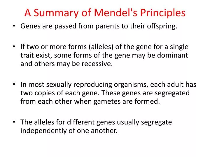 a summary of mendel s principles