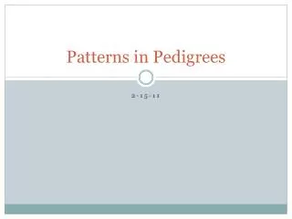 Patterns in Pedigrees