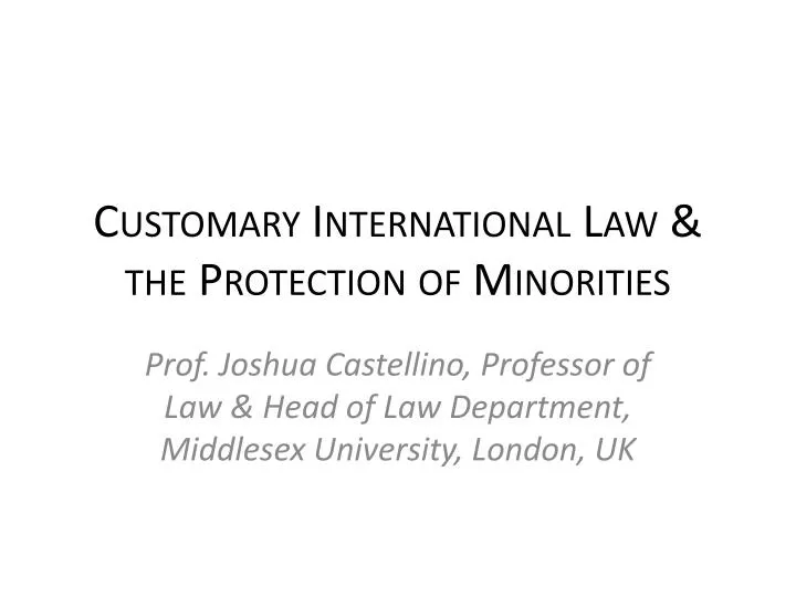 customary international law the protection of minorities
