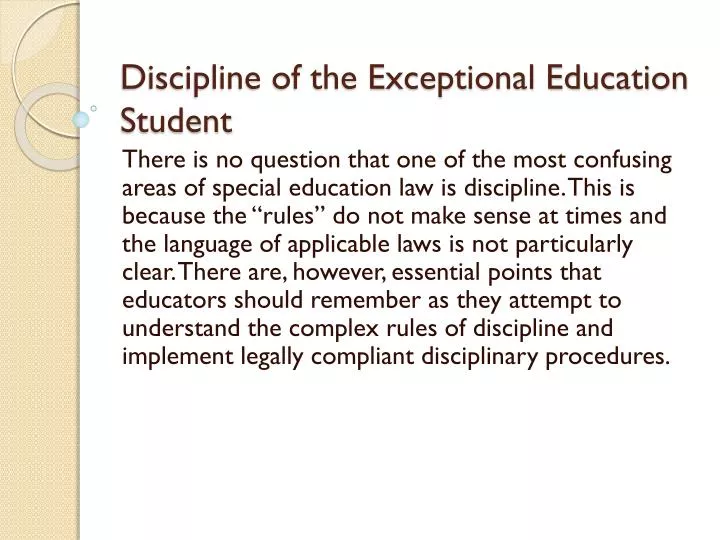 discipline of the exceptional education student