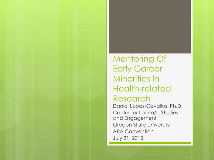 mentoring of early career minorities in health related research