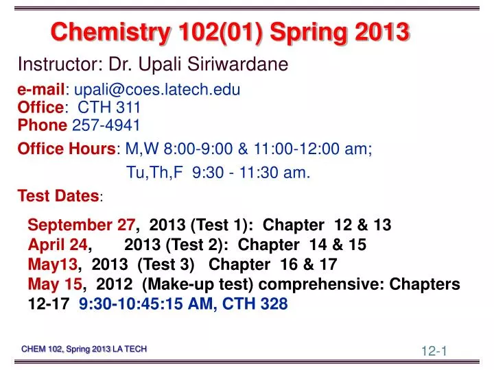 chemistry 102 01 spring 2013