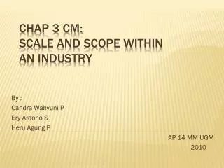 Chap 3 CM: SCALE AND SCOPE WITHIN AN INDUSTRY