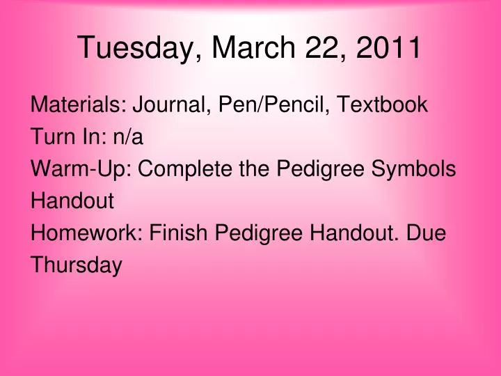 tuesday march 22 2011