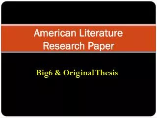 American Literature Research Paper
