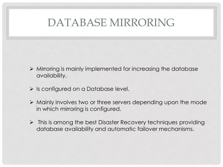 database mirroring