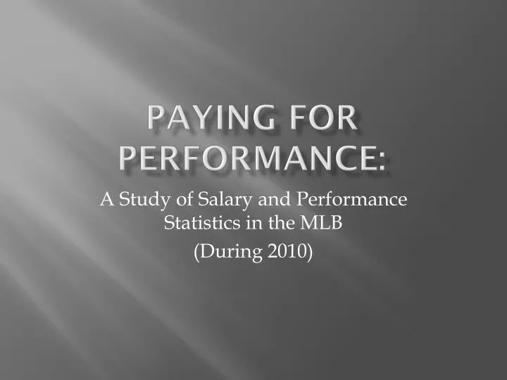 paying for performance