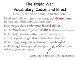 The Trojan War: Vocabulary, Cause, and Effect