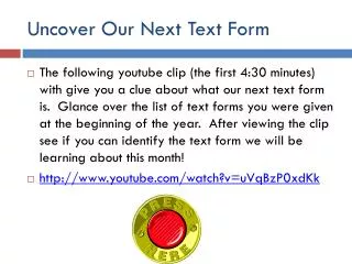 Uncover Our Next Text Form