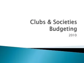 Clubs &amp; Societies Budgeting