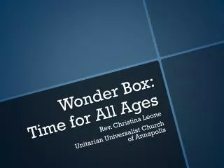 Wonder Box: Time for All Ages