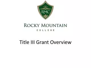 Title III Grant Overview