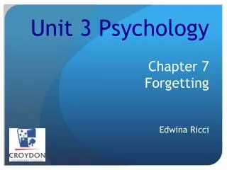 Unit 3 Psychology Chapter 7 F orgetting Edwina Ricci