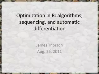 Optimization in R: algorithms, sequencing, and automatic differentiation