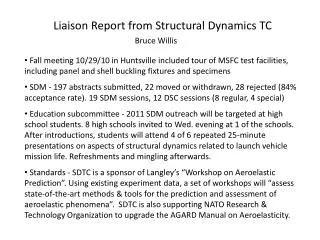 Liaison Report from Structural Dynamics TC