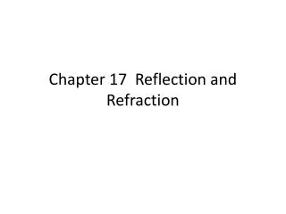 Chapter 17 Reflection and Refraction