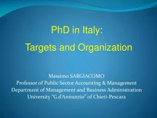 Massimo SARGIACOMO Professor of Public Sector Accounting &amp; Management