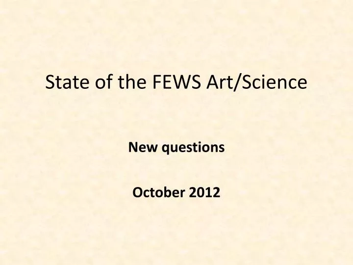 state of the fews art science