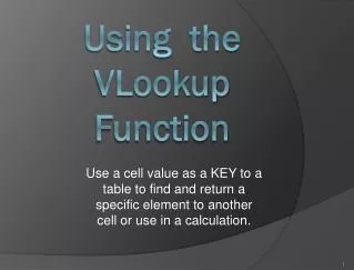 Using the VLookup Function