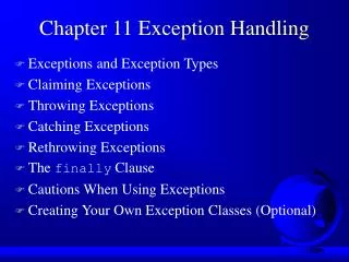Chapter 11 Exception Handling