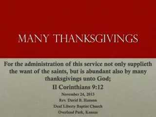 Many thanksgivings