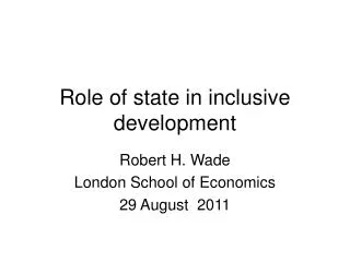 Role of state in inclusive development