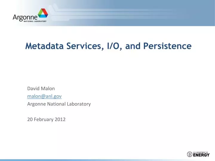metadata services i o and persistence